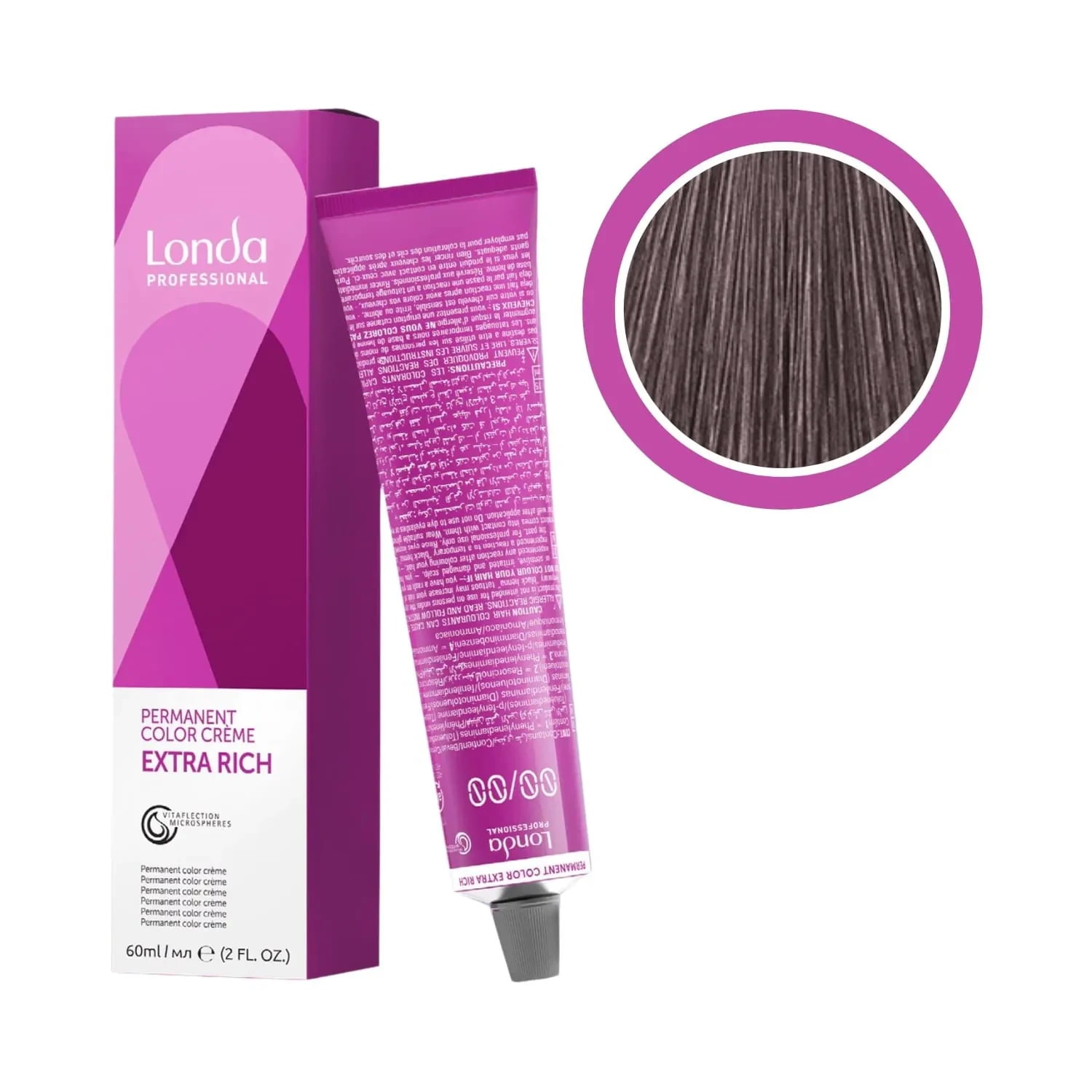 Vopsea permanentă, Londa Professional, Londacolor 7/16 Blond Mediu Cenușiu Violet, 60 ml
