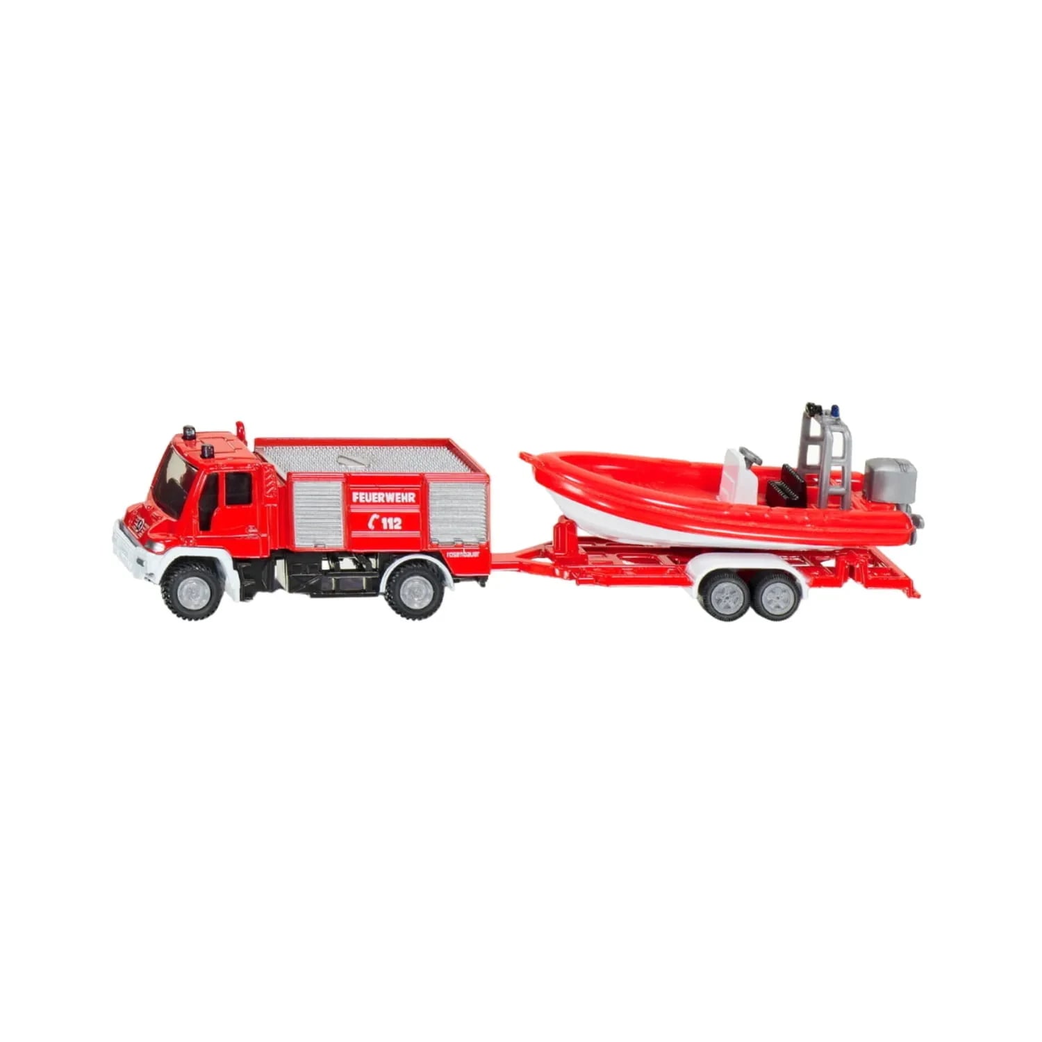 Jucărie Metalică Mașină de Pompieri Unimog cu Barca Siku 1636 Scara 1:87