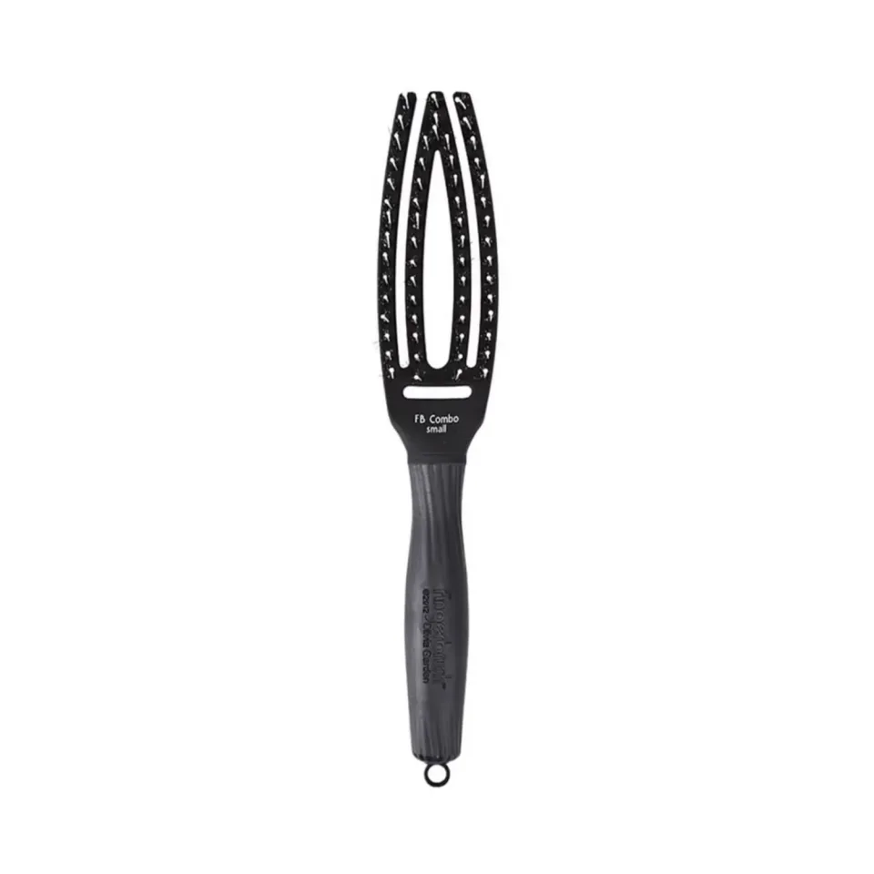 Perie cu ventilatie din par natural si tepi ionizati, Olivia Garden, Finger Combo, Black, Small