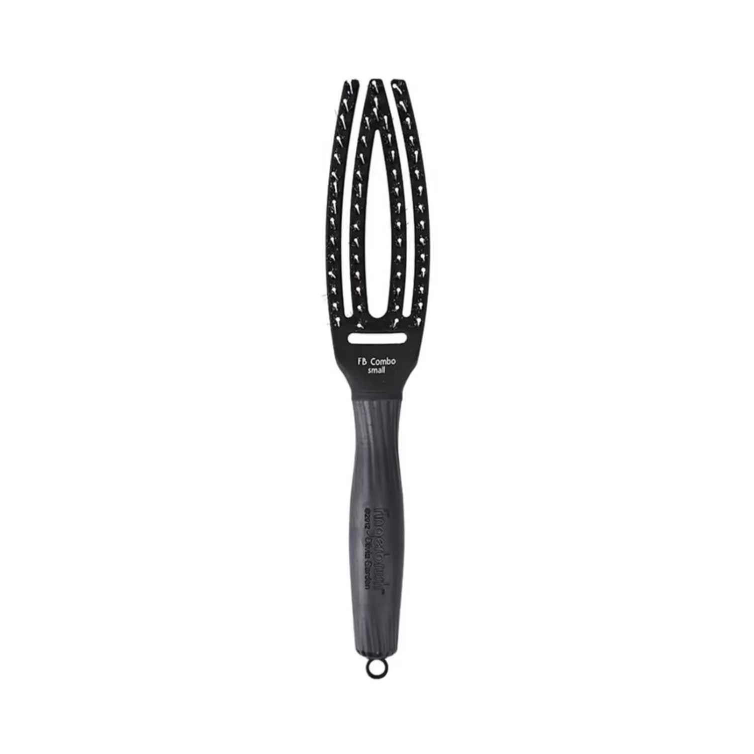 Perie cu ventilatie din par natural si tepi ionizati, Olivia Garden, Finger Combo, Black, Small