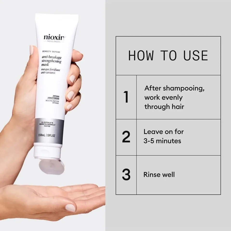 Mască fortifiantă anti-rupere pentru păr deteriorat sau vopsit, Nioxin, Density Defend Anti-Breakage Strengthening Mask, 150 ml — imagine 4