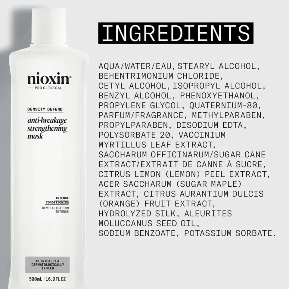 Mască fortifiantă anti-rupere pentru păr deteriorat sau vopsit, Nioxin, Density Defend Anti-Breakage Strengthening Mask, 500 ml — imagine 4