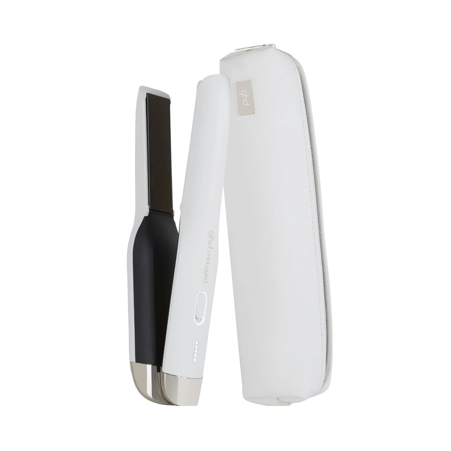 Placă de păr profesională fără fir, GHD Unplugged Straightener White cu plăci de 22 mm
