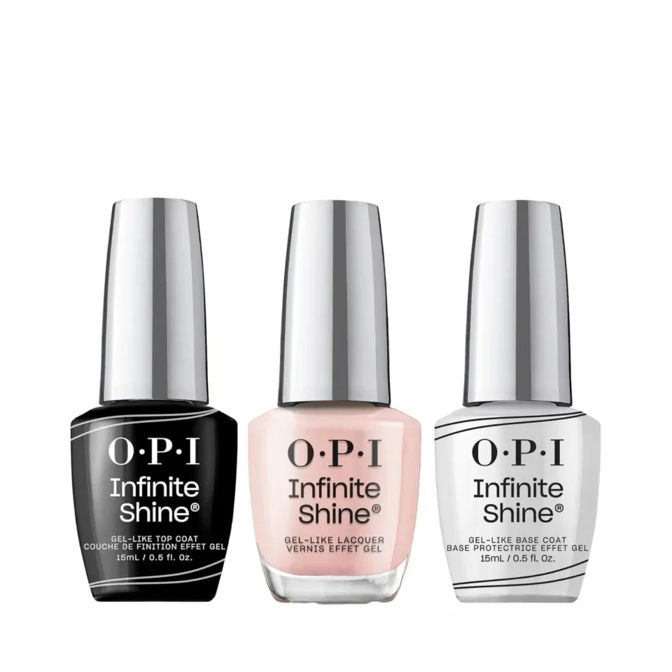 Set pentru manichiura, OPI Infinite Shine, Base Coat 15ml + Lac de unghii Bubble Bath™ 15ml + Top Coat 15ml