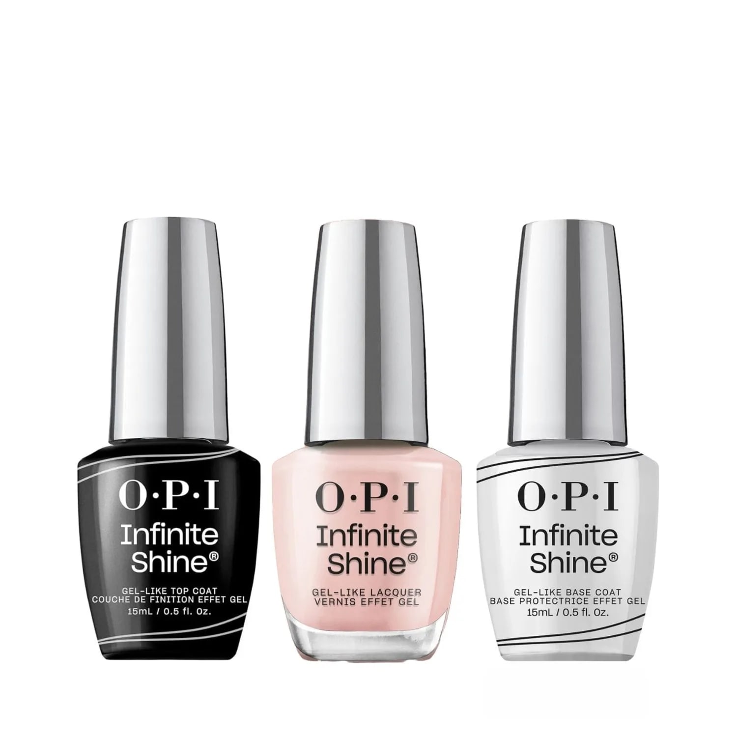 Set pentru manichiura, OPI Infinite Shine, Base Coat 15ml + Lac de unghii Bubble Bath™ 15ml + Top Coat 15ml