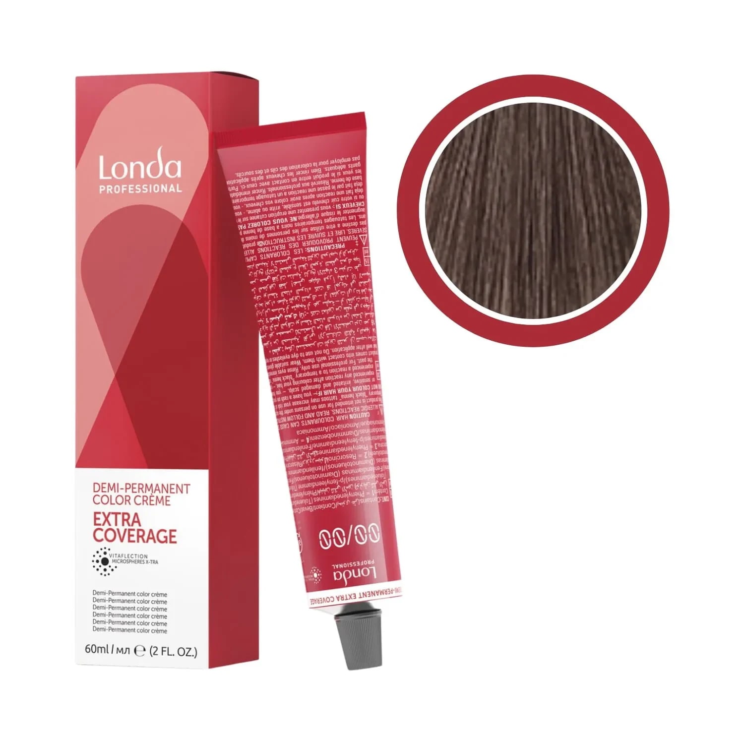 Vopsea demi-permanentă Extra Coverage, Londa Professional, 5/07 Castaniu Deschis Natural Maro, 60 ml