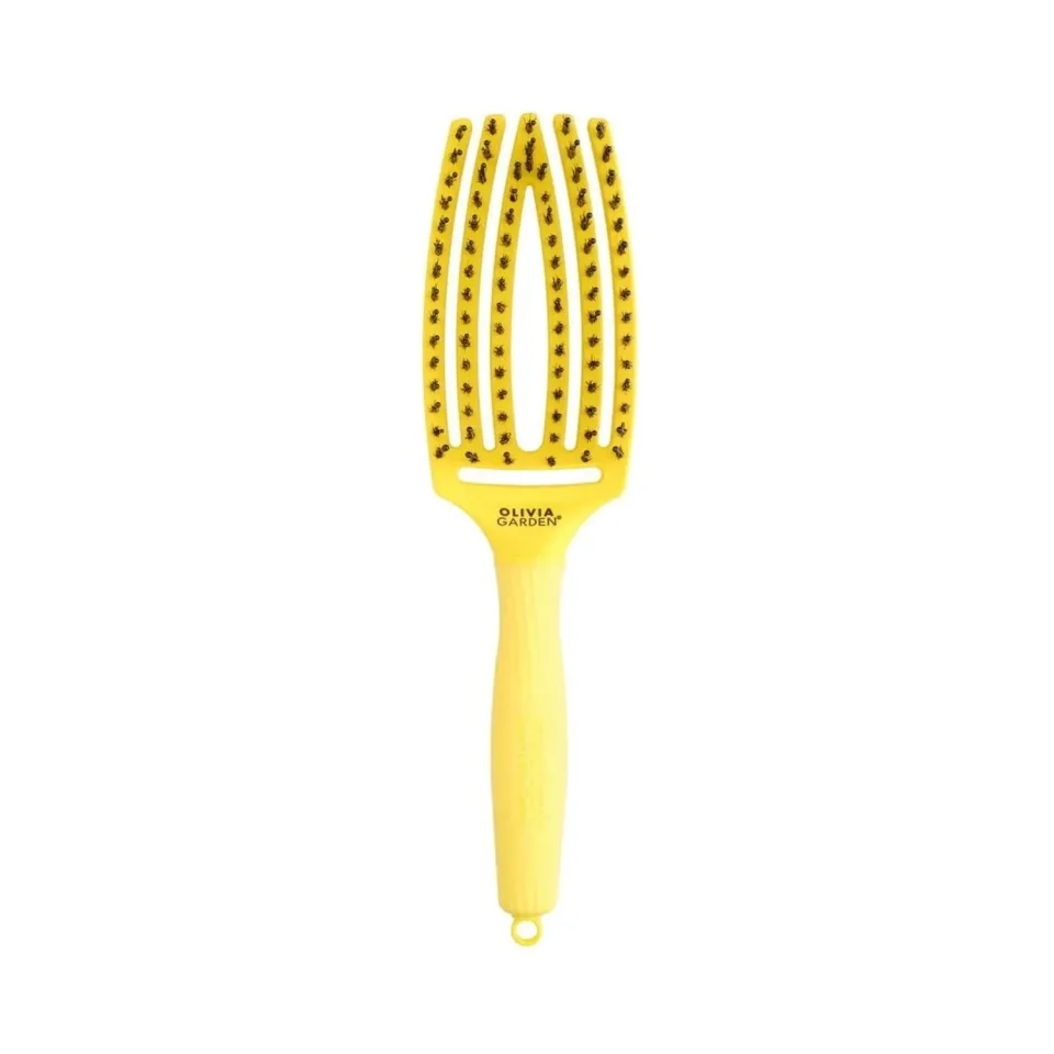 Perie cu ventilatie din par natural si tepi ionizati, Olivia Garden, Finger Combo, Sweet Lemonade