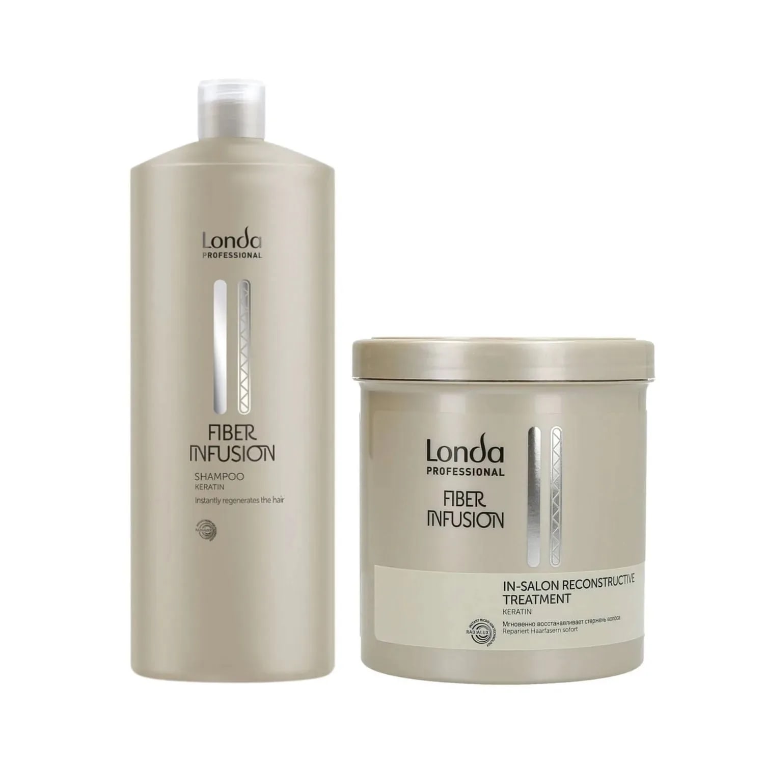 Pachet pentru păr deteriorat Londa Professional, Șampon Fiber Infusion 1000 ml și Tratament Fiber Infusion 750 ml