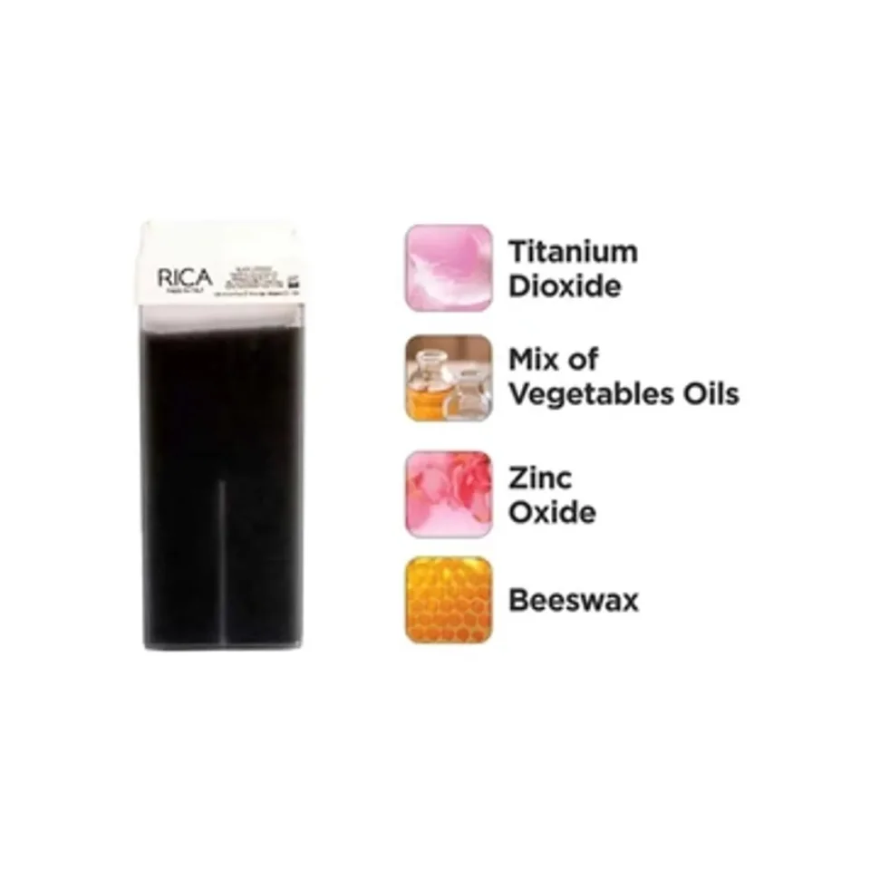 Ceară epilatoare liposolubilă neagră pentru toate tipurile de piele, Rica, Black Liposoluble Wax, 100 ml — imagine 2