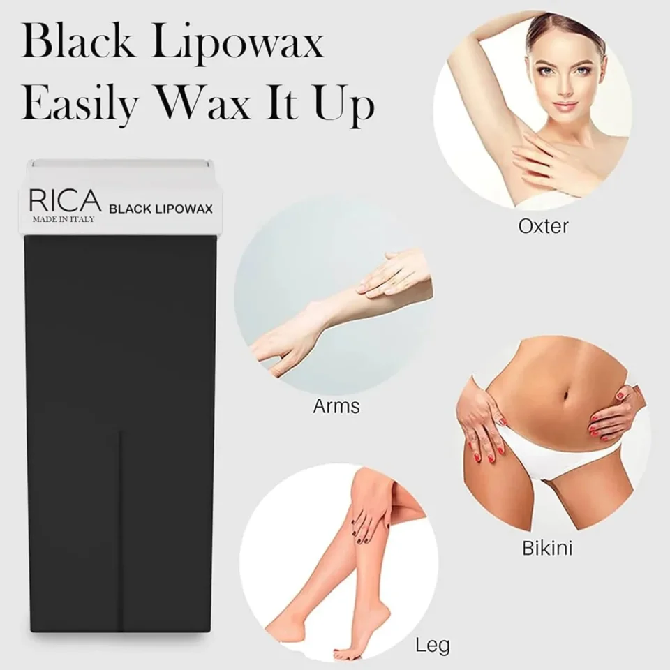 Ceară epilatoare liposolubilă neagră pentru toate tipurile de piele, Rica, Black Liposoluble Wax, 100 ml — imagine 4