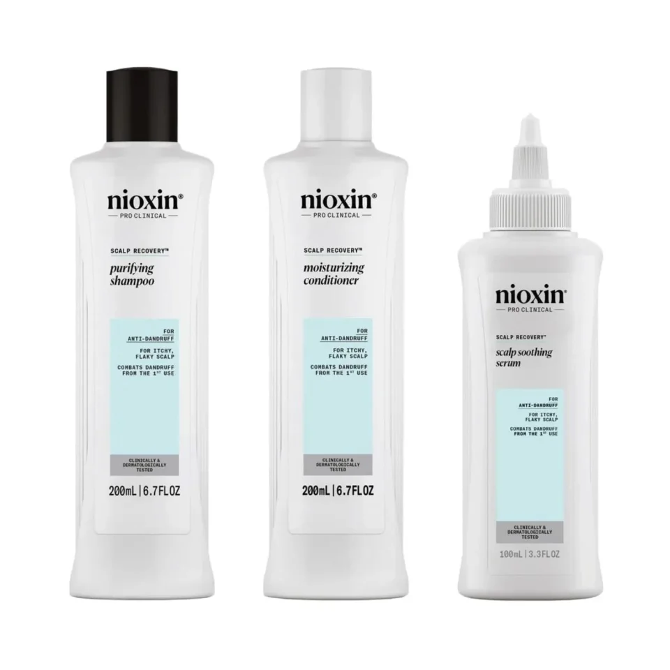 Set anti-mătreață pentru scalp cu mâncărime și descuamare, Nioxin, Scalp Recovery Kit, Șampon 200 ml + Balsam 200 ml + Ser 100 ml