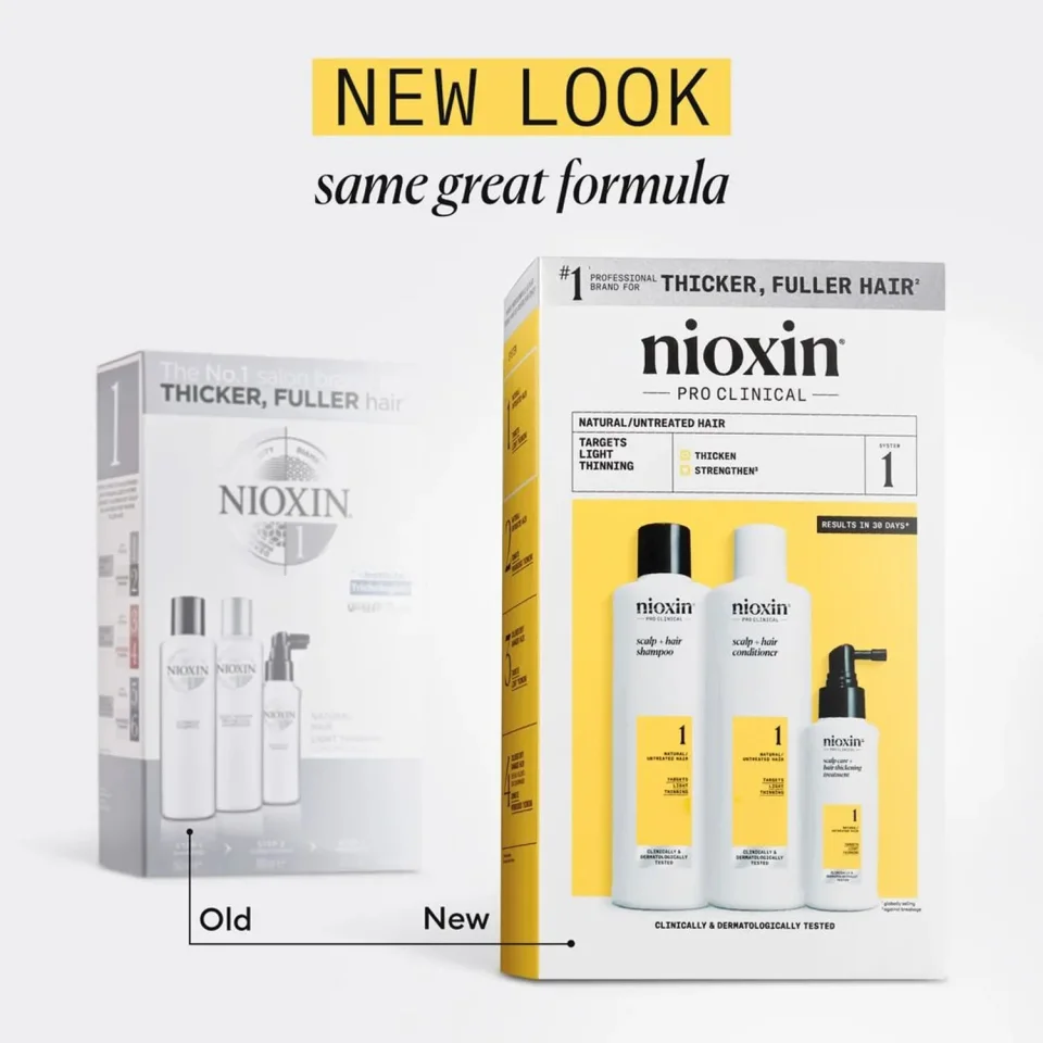 Set pentru păr natural cu subțiere ușoară, Nioxin, System 1, Șampon 300 ml, Balsam 300 ml și Tratament 100 ml — imagine 8