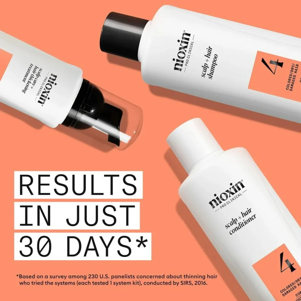 Set pentru păr vopsit cu subțiere avansată, Nioxin, System 4, Șampon 300 ml, Balsam 300 ml și Tratament 100 ml — imagine 2