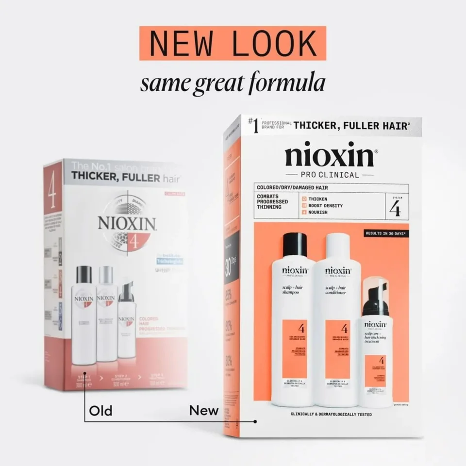 Set pentru păr vopsit cu subțiere avansată, Nioxin, System 4, Șampon 300 ml, Balsam 300 ml și Tratament 100 ml — imagine 8
