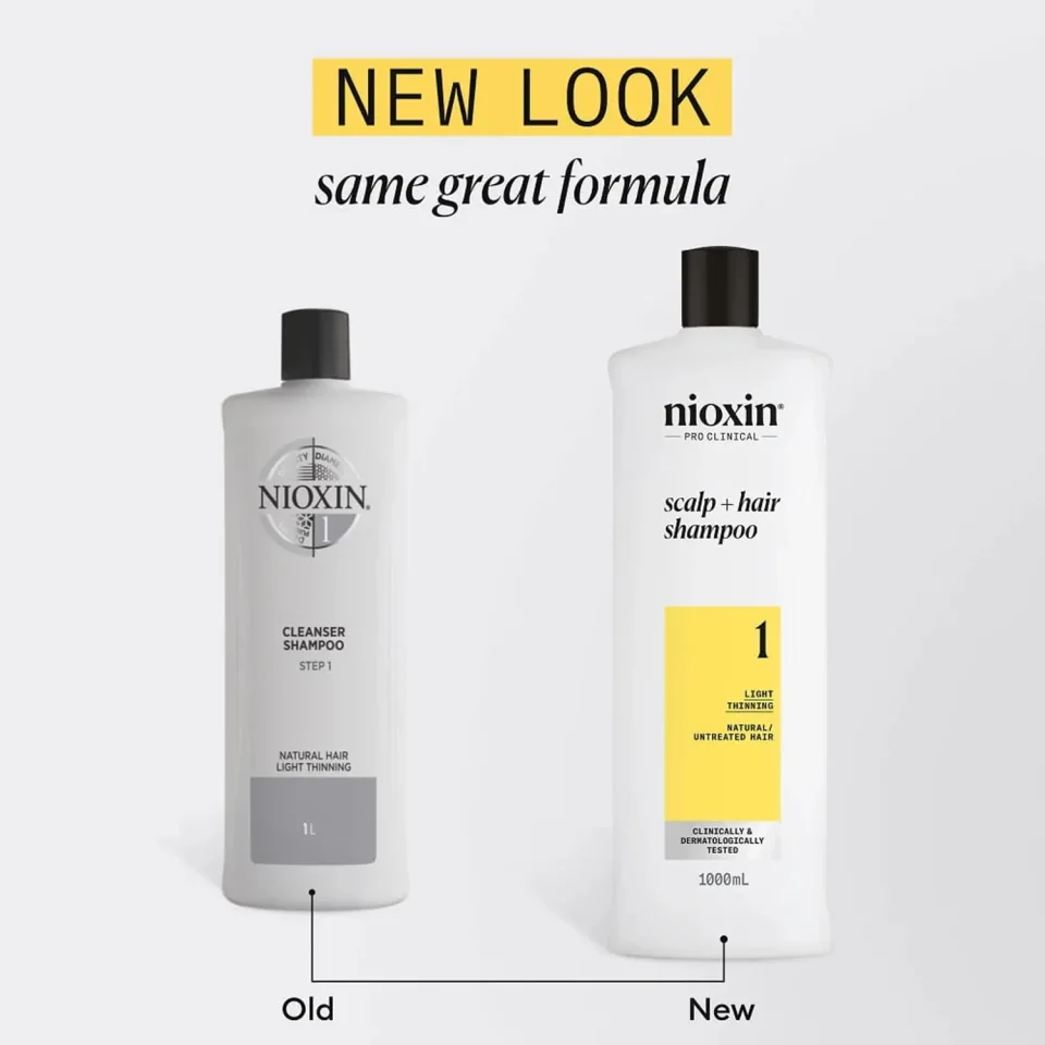 Șampon pentru păr natural cu subțiere ușoară, Nioxin, System 1 Shampoo 1000 ml — imagine 7