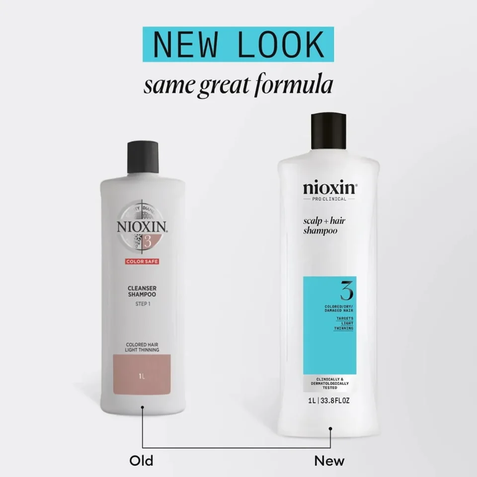 Șampon pentru păr vopsit cu subțiere ușoară, Nioxin, System 3 Shampoo 1000 ml — imagine 7