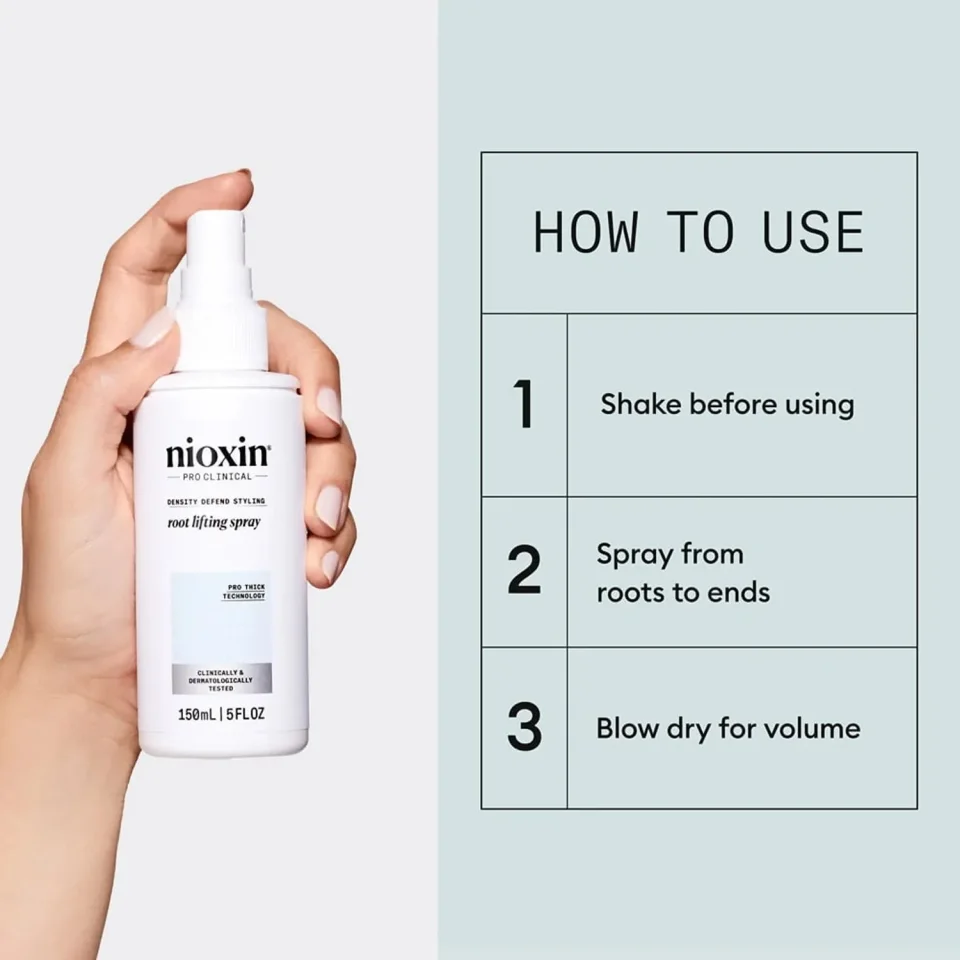 Spray volumizant pentru îngroșarea firului și ridicarea rădăcinilor, Nioxin, Root Lifting Spray, 150 ml — imagine 4