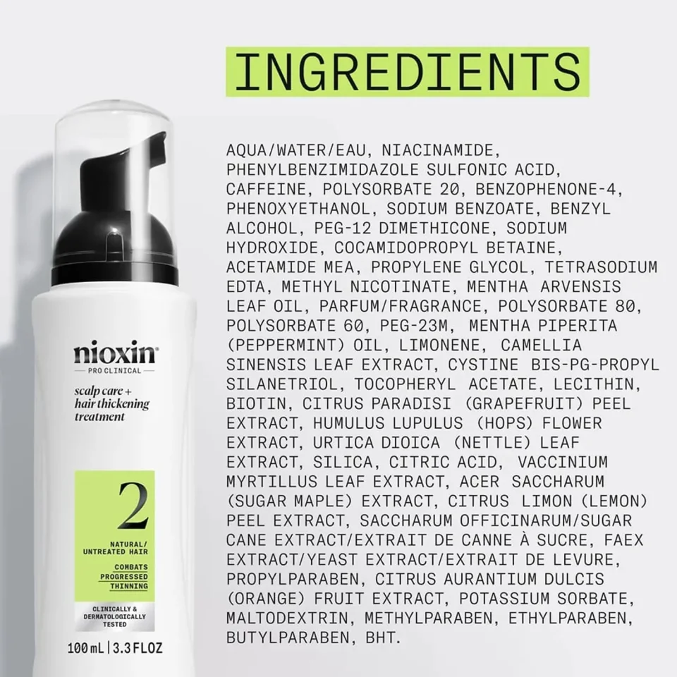 Tratament fără clătire pentru păr natural cu subțiere avansată, Nioxin, System 2 Hair Treatment 100 ml — imagine 4