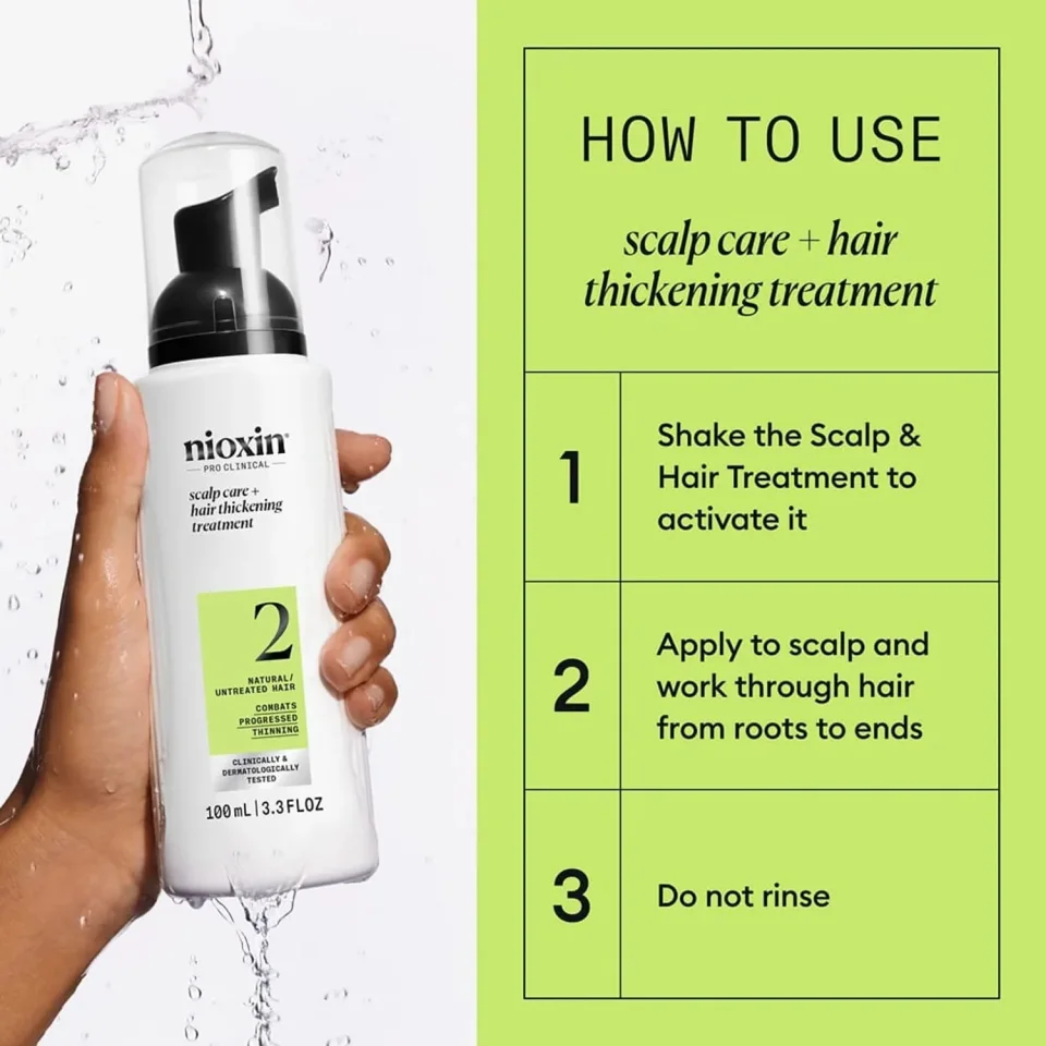 Tratament fără clătire pentru păr natural cu subțiere avansată, Nioxin, System 2 Hair Treatment 100 ml — imagine 6