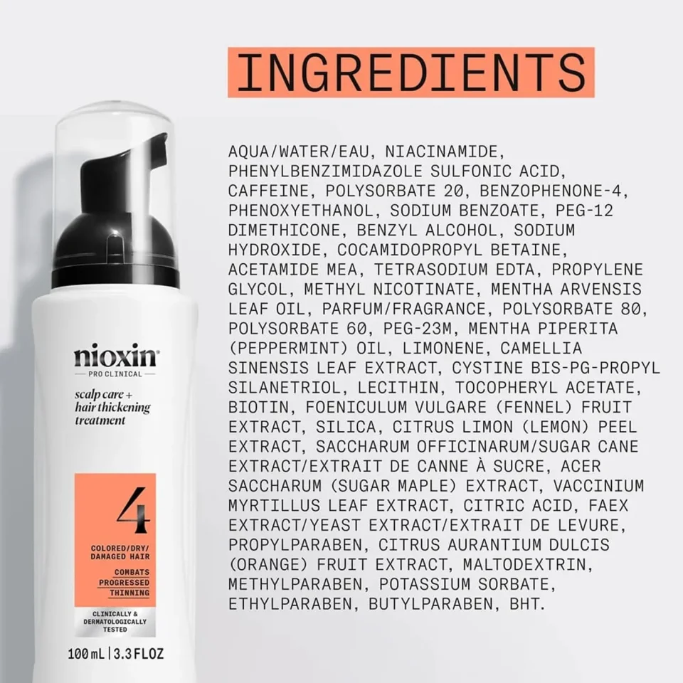 Tratament fără clătire pentru păr vopsit cu subțiere avansată, Nioxin, System 4 Hair Treatment 100 ml — imagine 4