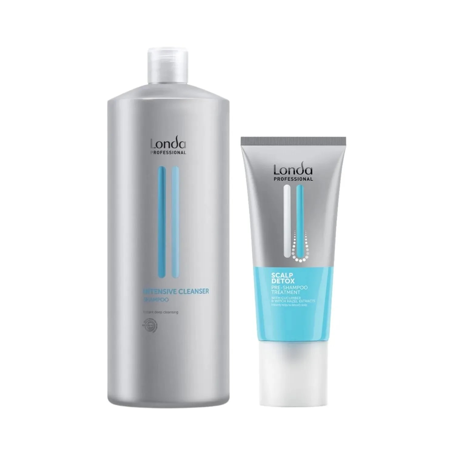 Pachet pentru părul gras Londa Professional, Șampon Intensive Cleanser 1000 ml și Scalp Detox 150 ml