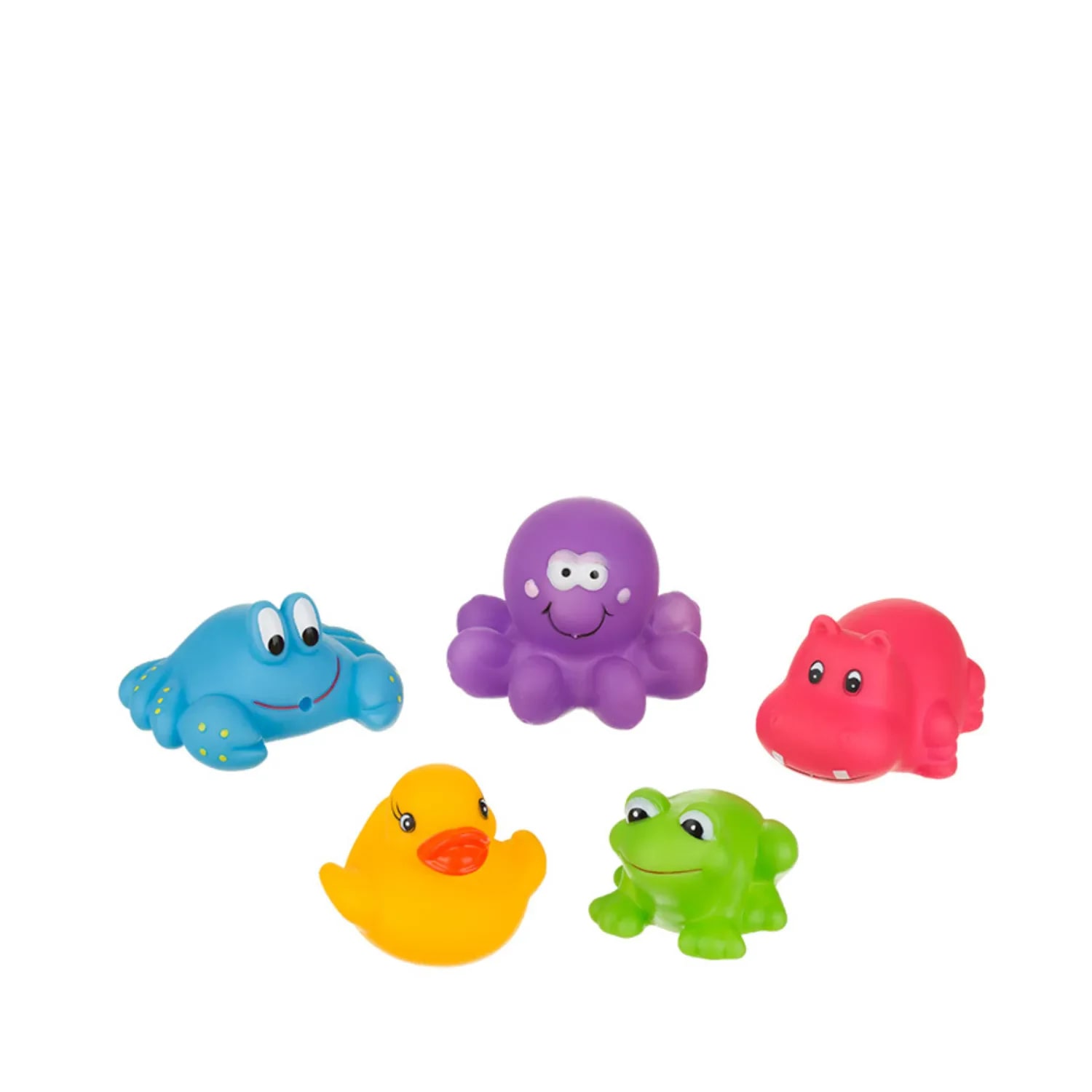 Set de 5 jucarii pentru baie, Akuku, Broasca, Rata, Caracatita, Crab si Hipopotam