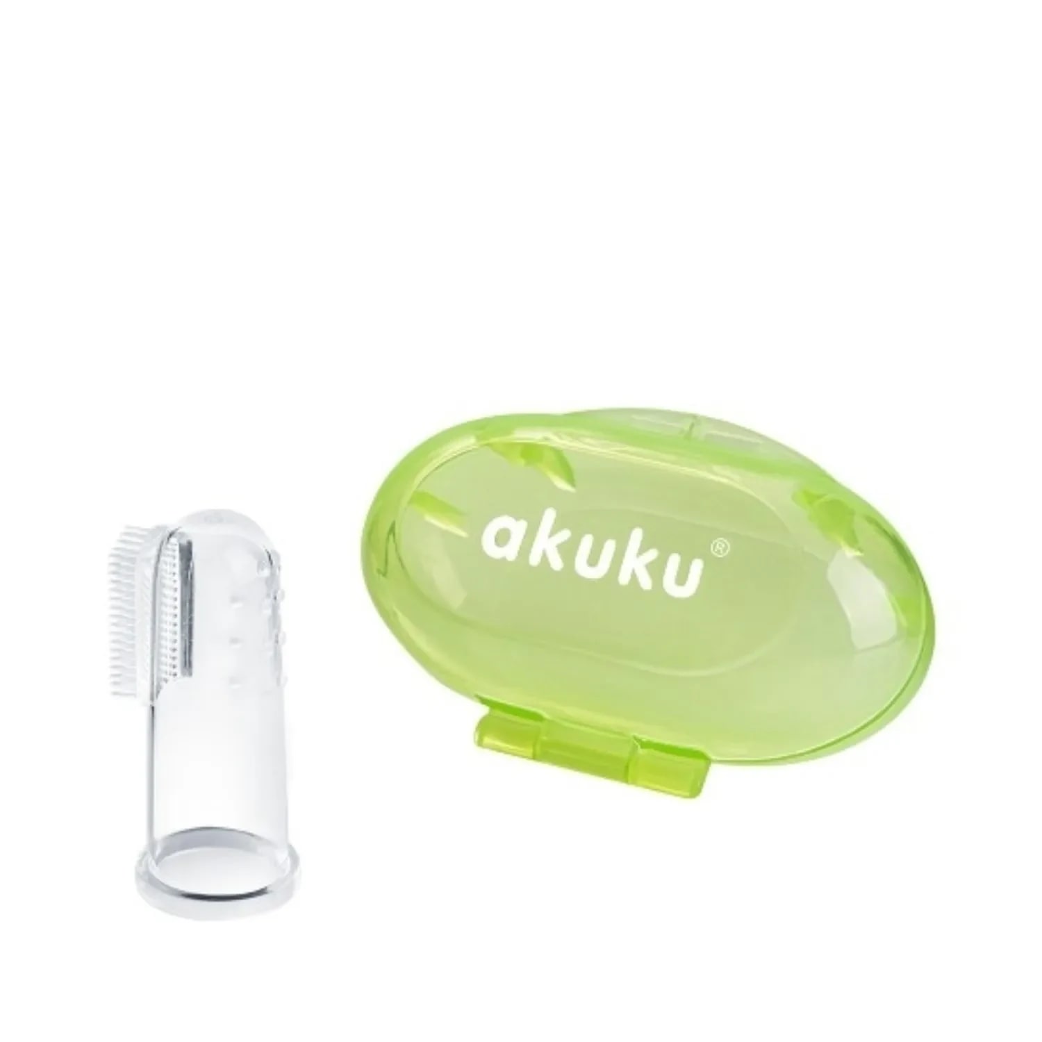 Degetar din silicon pentru masajul gingiilor in cutie verde, Akuku