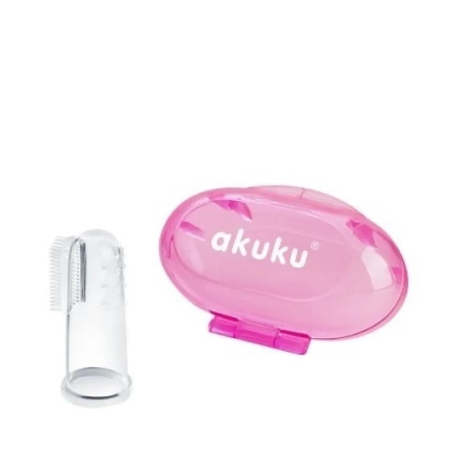 Degetar din silicon pentru masajul gingiilor in cutie roz, Akuku