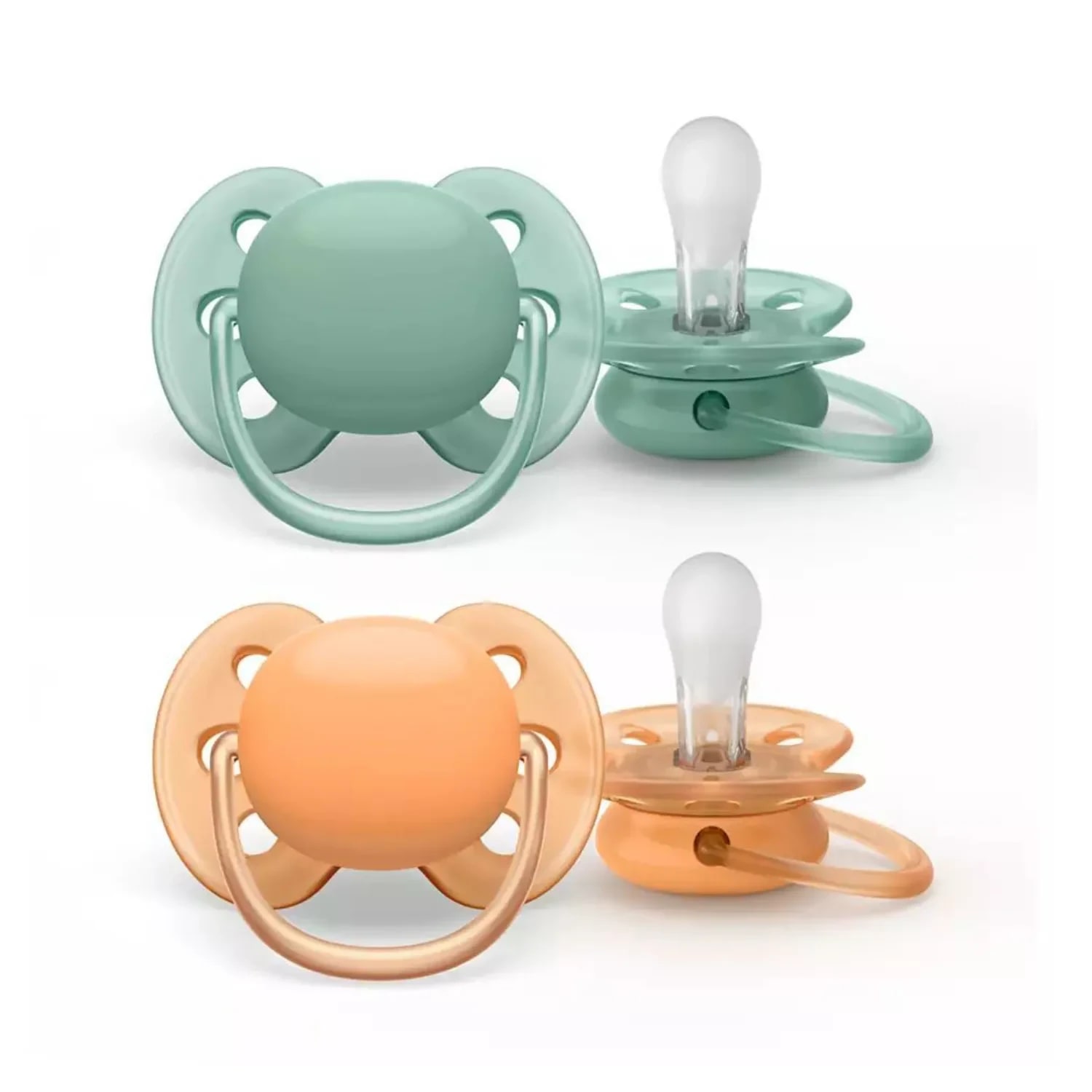 Set de 2 suzete Soft Verde/Coral 0-6luni, Philips Avent