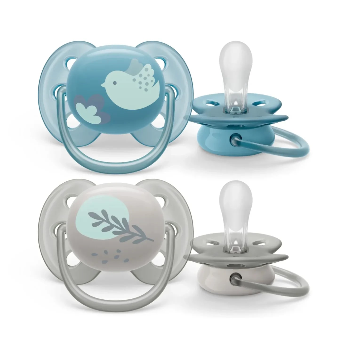 Set de 2 suzete Soft Gri/Bleu 6-18luni, Philips Avent