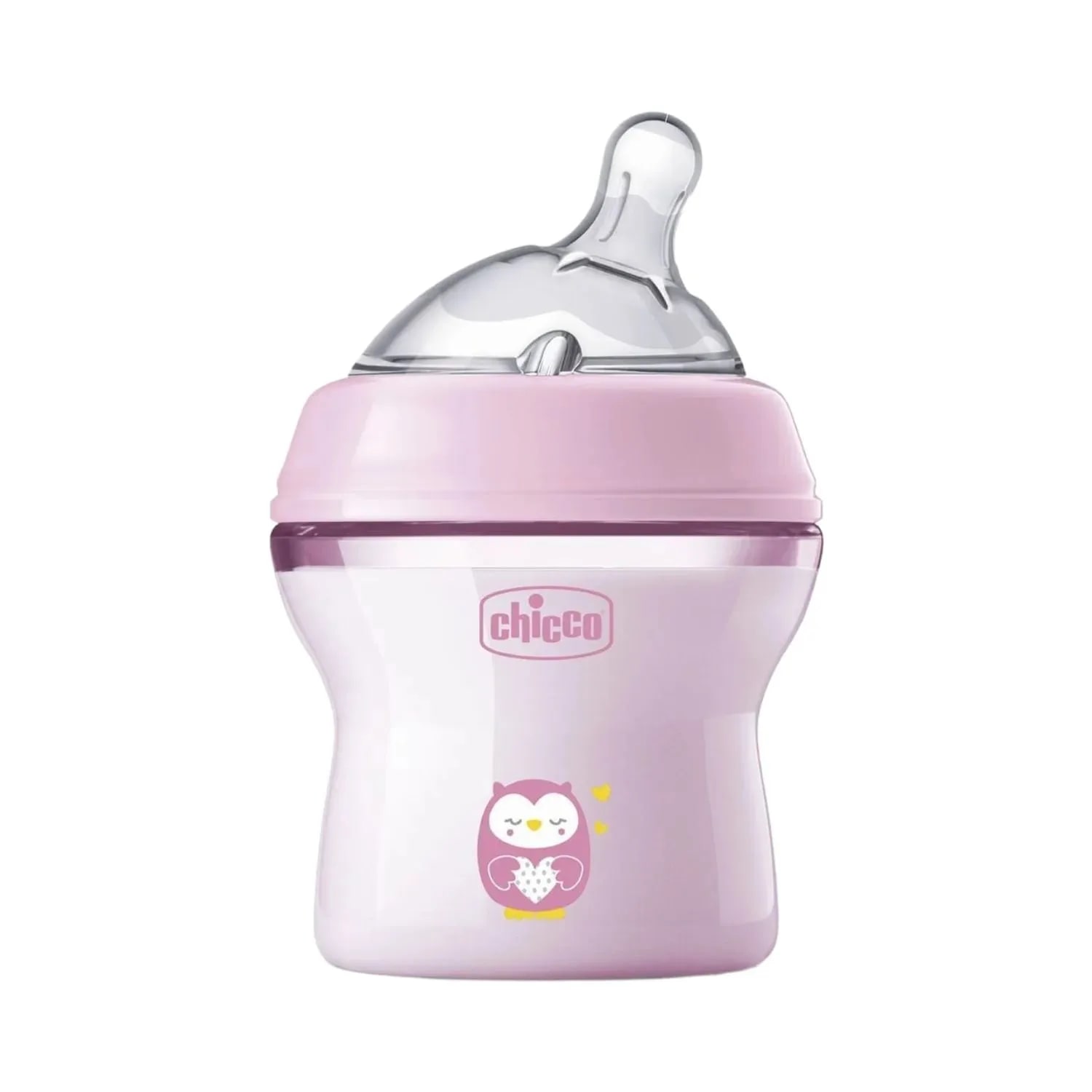 Biberon cu tetina din silicon, Chicco, Natural Feeling, 150ml, Roz 0-3 luni