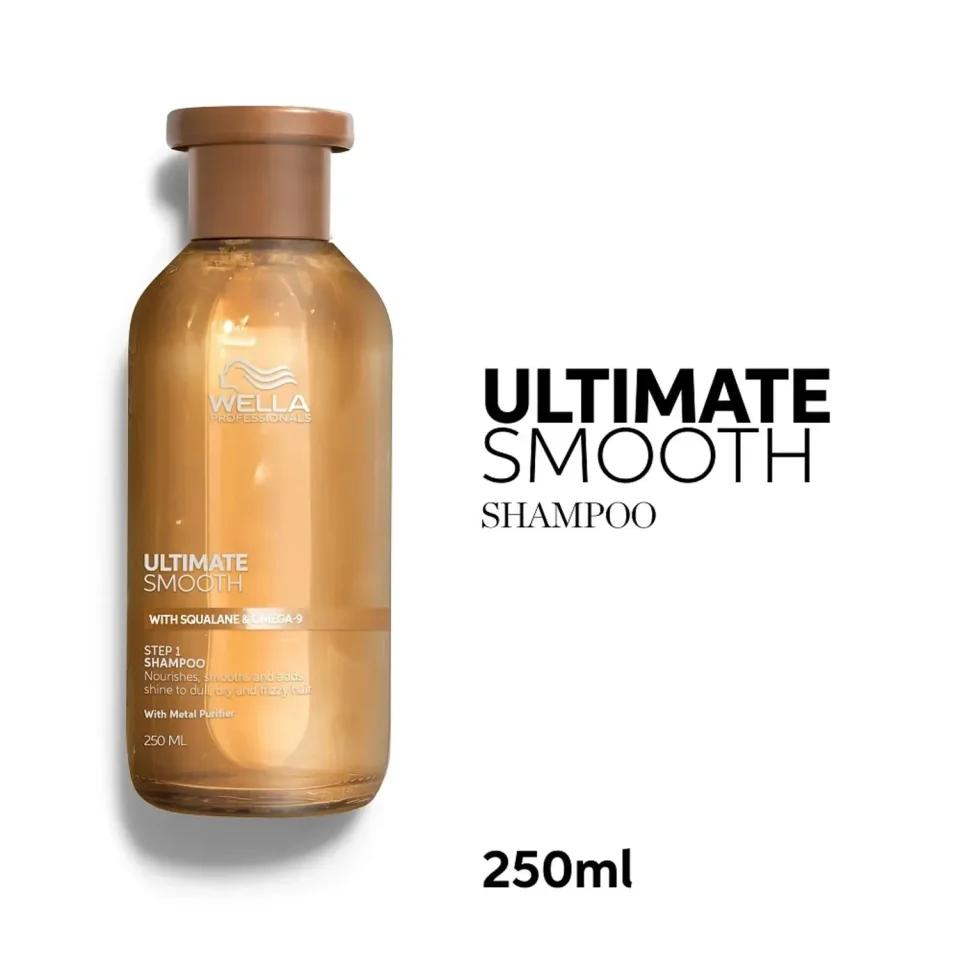 Sampon hidratant pentru par uscat si lipsit de stralucire cu Squalan & Omega 9, cu efect anti-electrizare, Wella Professionals, Ultimate Smooth Shampoo 1000ml — imagine 2