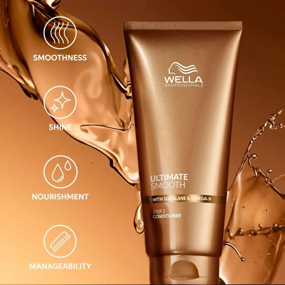 Balsam hidratant pentru par uscat si lipsit de stralucire cu Squalan & Omega 9, cu efect anti-electrizare, Wella Professionals, Ultimate Smooth Conditioner 1000ml — imagine 3