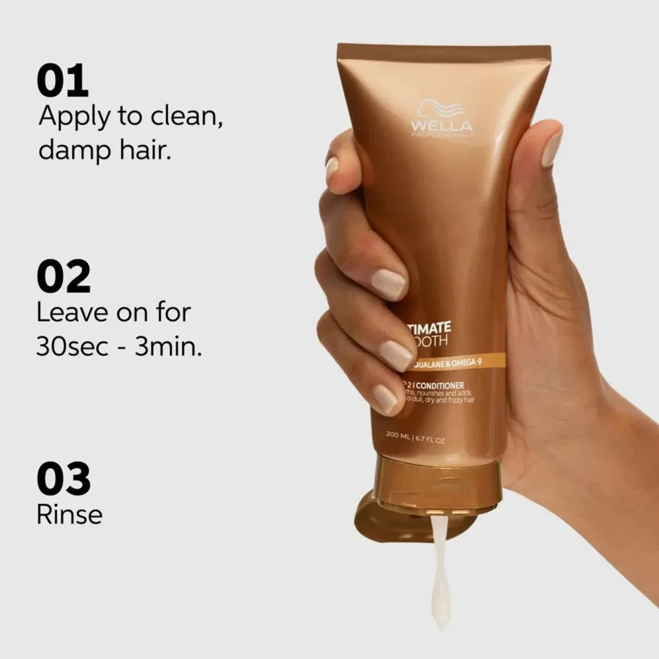 Balsam hidratant pentru par uscat si lipsit de stralucire cu Squalan & Omega 9, cu efect anti-electrizare, Wella Professionals, Ultimate Smooth Conditioner 1000ml — imagine 5