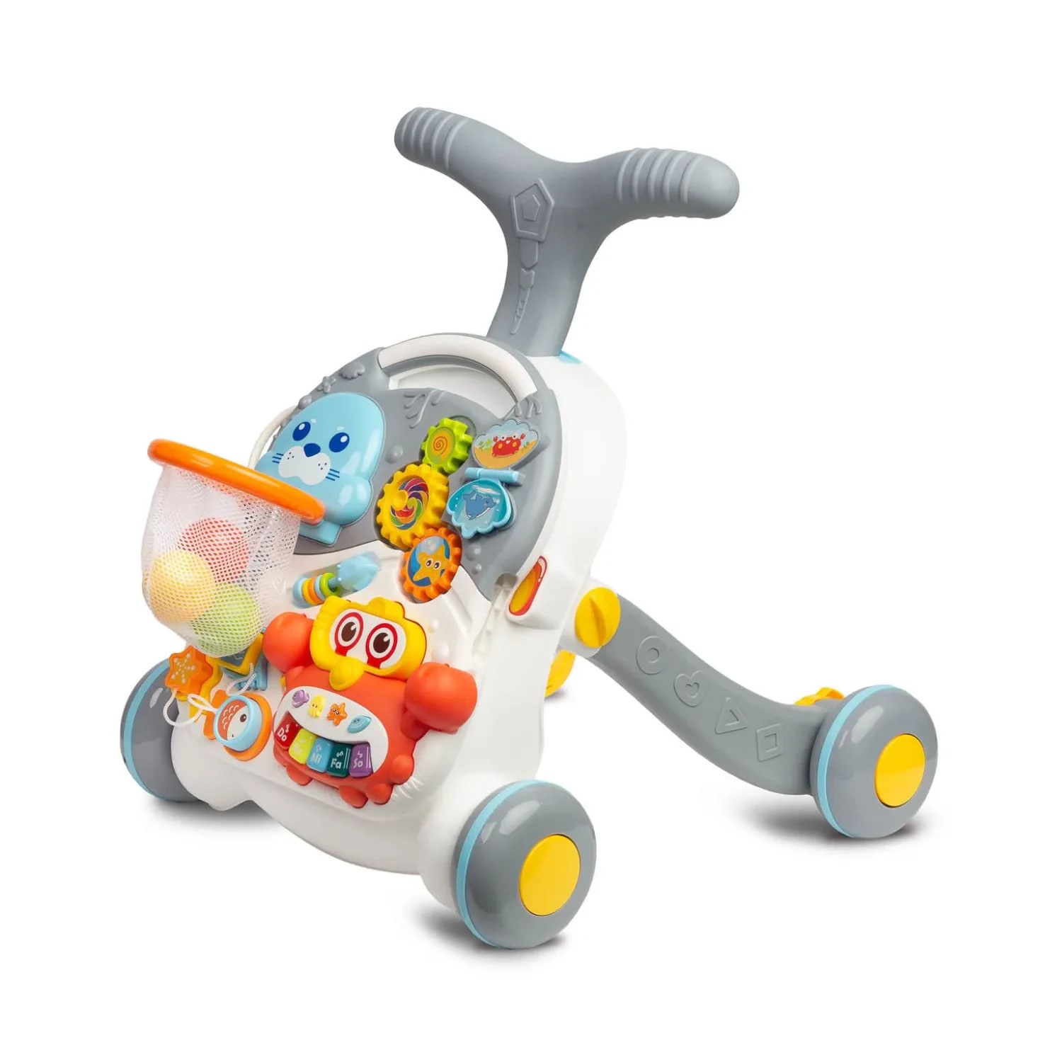 Jucarie multifunctionala premergator 2 in 1, Caretero, Gri