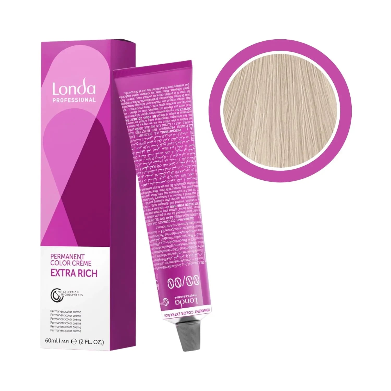 Vopsea permanentă, Londa Professional, Londacolor 10/16 Blond Solar Cenușiu Violet, 60 ml
