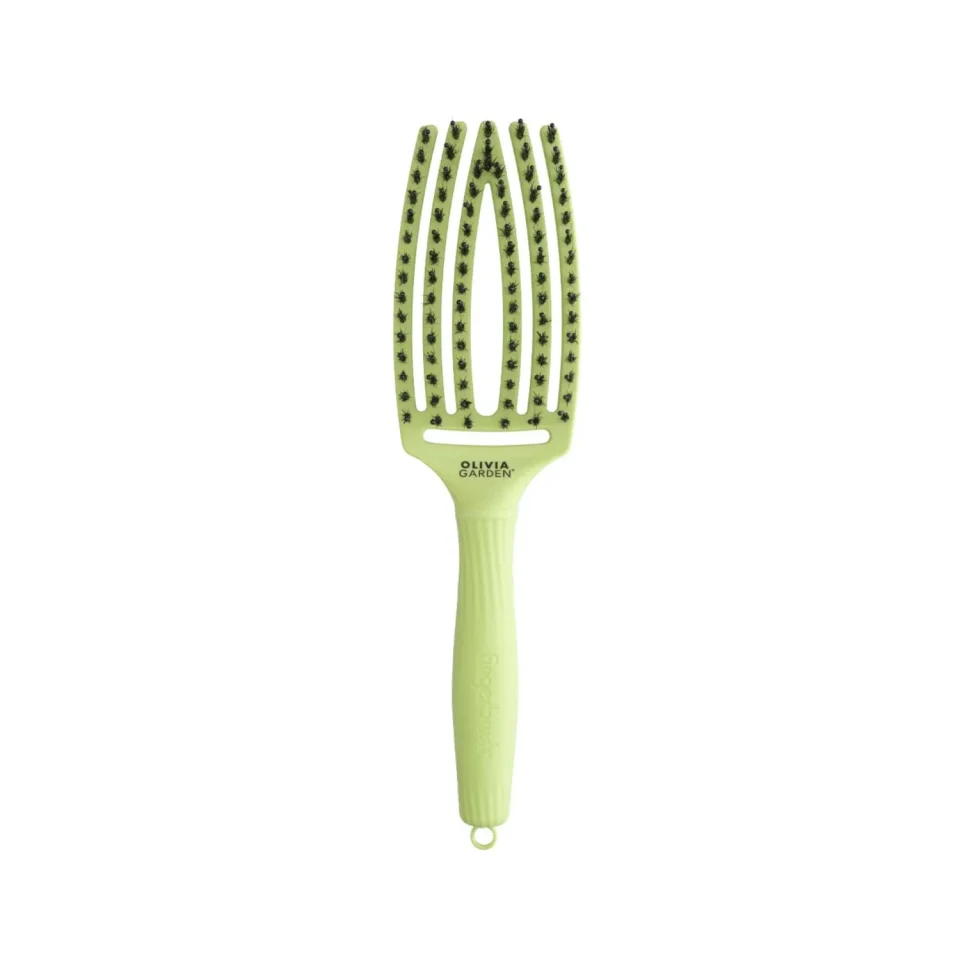 Perie cu ventilatie din par natural si tepi ionizati, Olivia Garden, Finger Combo, Dolce Vita Green Pistachio