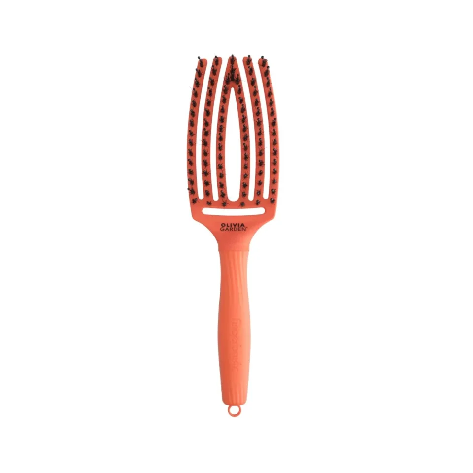 Perie cu ventilatie din par natural si tepi ionizati, Olivia Garden, Finger Combo, Dolce Vita Orange Spritz