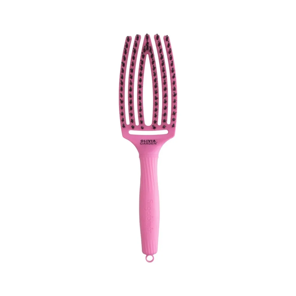 Perie cu ventilatie din par natural si tepi ionizati, Olivia Garden, Finger Combo, Dolce Vita Pink Granita