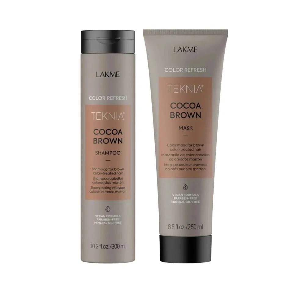 Pachet pentru par castaniu, Lakme Teknia Cocoa Brown Mask 250ml + Cocoa Brown Shampoo 300ml