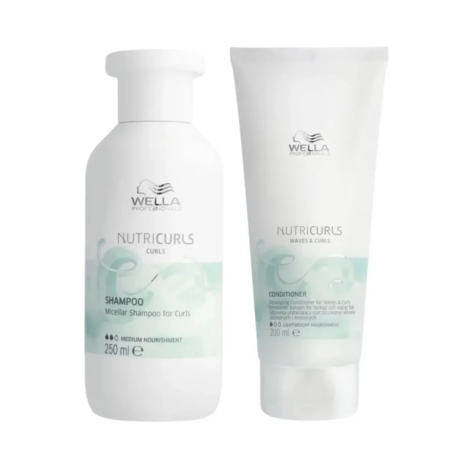 Set nutritiv pentru par ondulat, Wella Professionals Nutricurls Waves Shampoo 250ml + Balsam 200ml