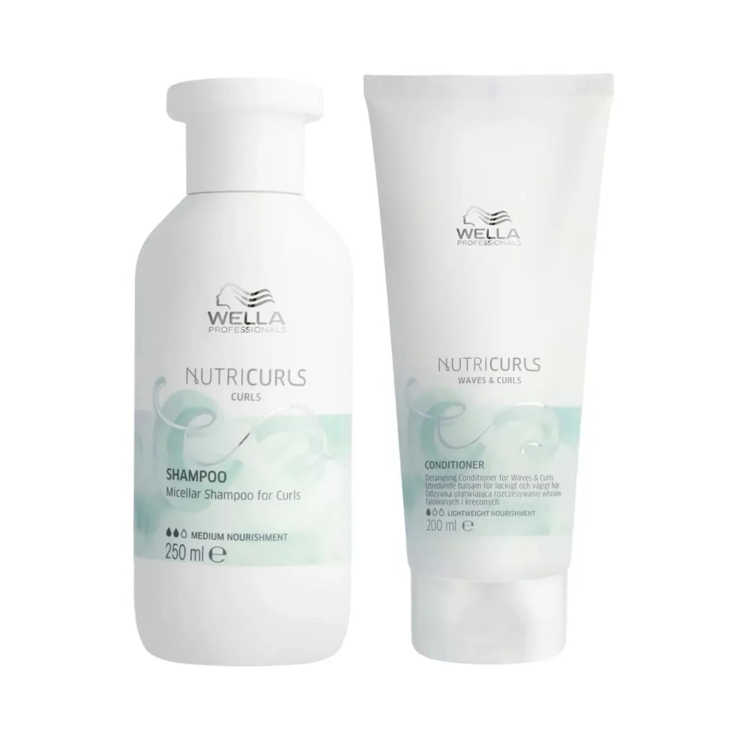 Set nutritiv pentru par ondulat, Wella Professionals Nutricurls Waves Shampoo 250ml + Balsam 200ml