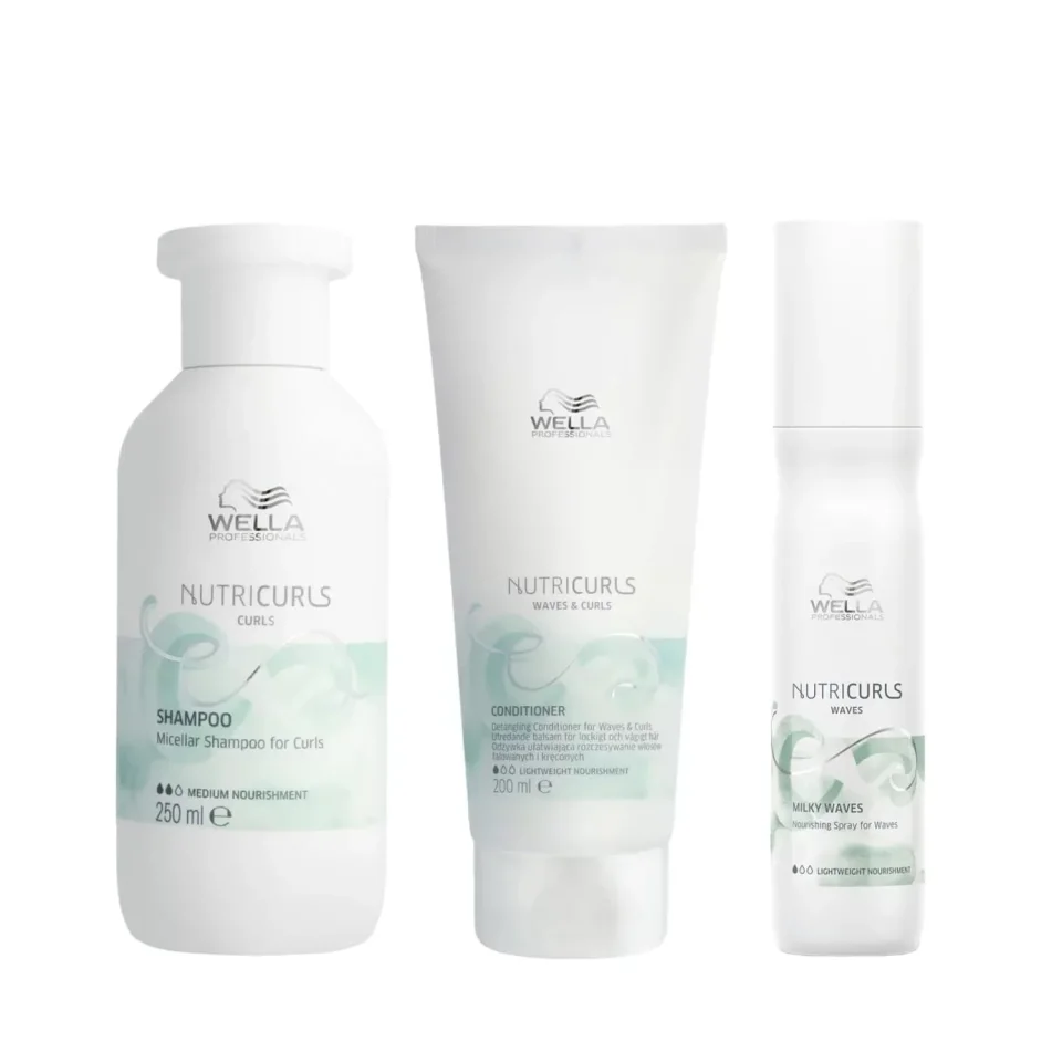 Set nutritiv pentru par ondulat, Wella Professionals Nutricurls Waves Shampoo 250ml + Balsam 200ml + Tratament 150ml