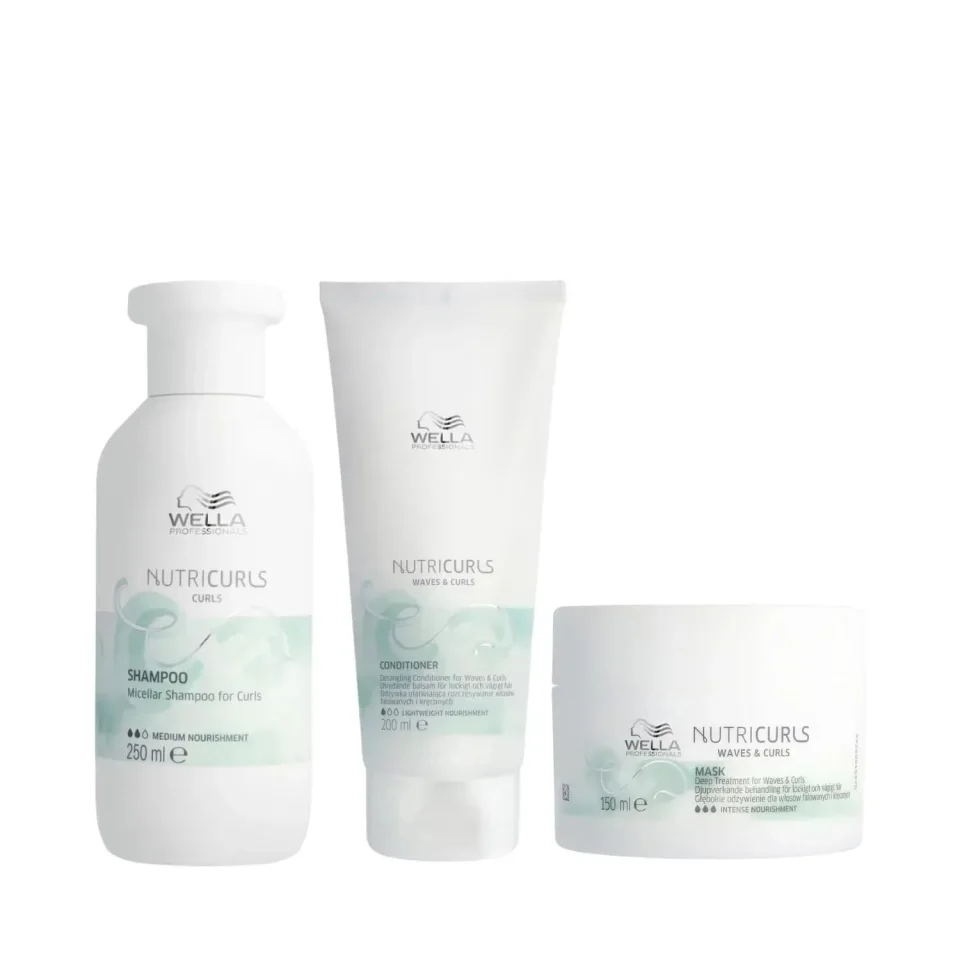 Set nutritiv pentru par ondulat, Wella Professionals Nutricurls Waves Shampoo 250ml + Balsam 200ml + Masca 150ml