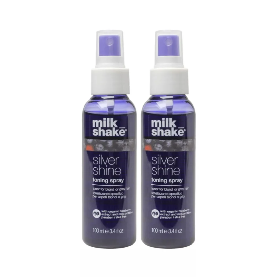 Set spray cu pigment pentru tonuri reci, Milk Shake, Silver Shine Toning Spray, 100ml x 2 buc.
