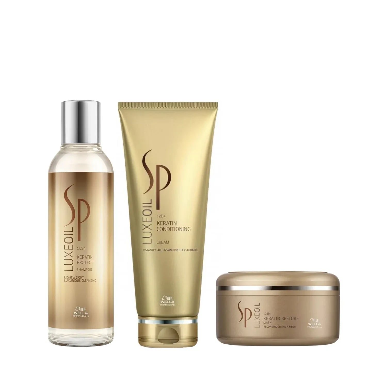 Set pentru reconstructie, SP, Luxeoil Keratin Protect, Shampoo 200ml+Conditioner 200ml+Mask 150ml