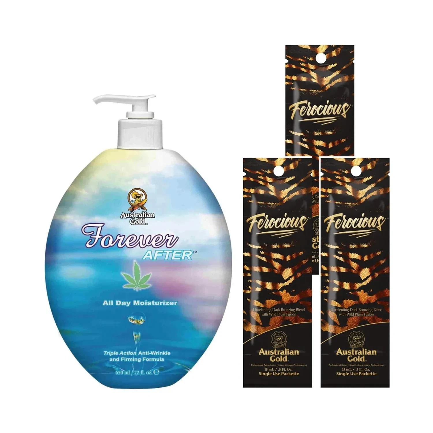 Pachet pentru plaja, Australian Gold, Forever After 650ml + Ferocious 15ml