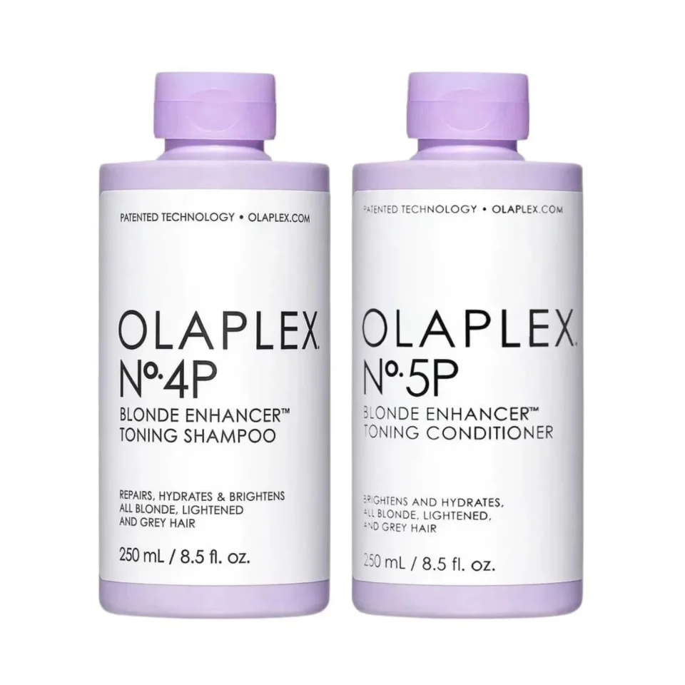 Pachet pentru păr blond Olaplex Blonde Enhancer Toning, Șampon No.4P 250 ml și Balsam No.5P 250 ml