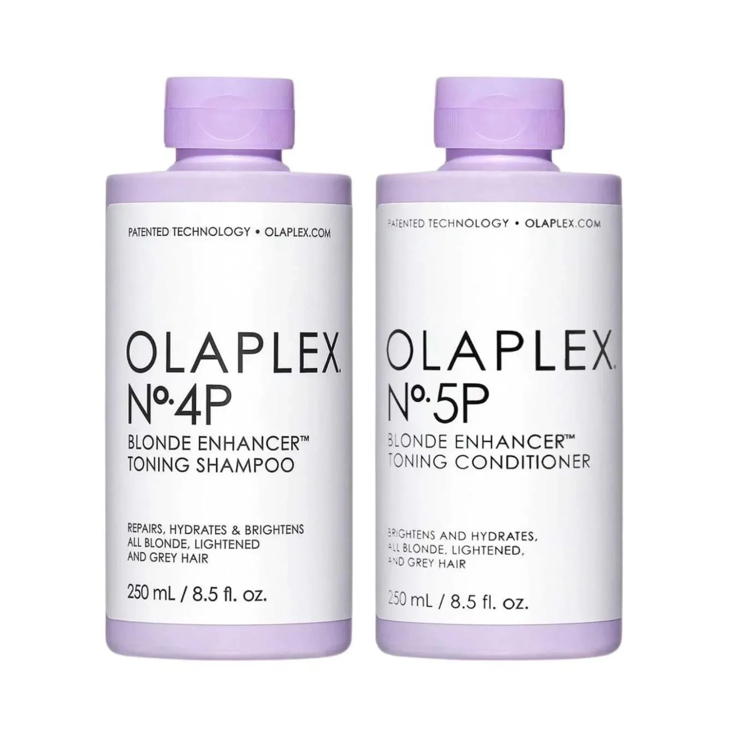 Pachet pentru păr blond Olaplex Blonde Enhancer Toning, Șampon No.4P 250 ml și Balsam No.5P 250 ml