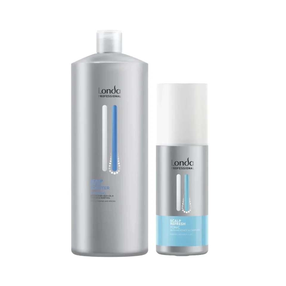 Pachet pentru stimularea creșterii părului Londa Professional, Scalp Vital Booster Shampoo 1000 ml și Scalp Refresh Tonic 150 ml